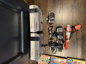 Nintendo NES Lot w/ 2 Consoles, 5 Controllers, 1 Light Gun, 37 Games
