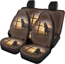 Cross Horse Print Car Seat Cover Waterproof Front And Rear Split Bench For Ca... Cross Horse Print Car Seat Cover Waterproof Front And Rear Split Bench For Ca...