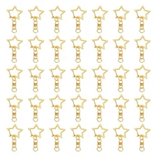 60 Pcs Star Shape Snap Clasp Hooks with Chain Swivel Buckle, Gold Tone