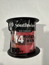  1 Southwire THHN 14 Gauge Solid Wire, 100' per Roll, Red