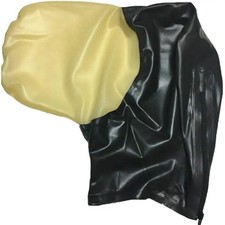 Handmade Cat Ear Latex Hood Back Zip Black with white Halloween Cosplay Costume
