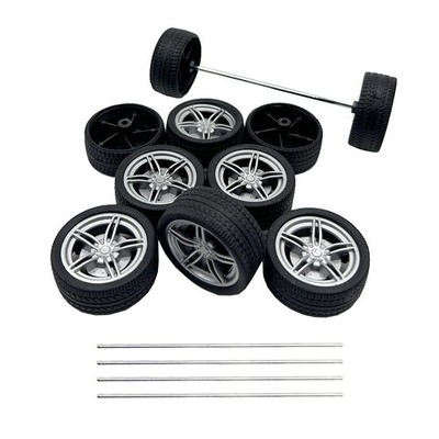 10PCS Toy Car Wheels 40mm Rubber Tire Wheels with Metal Shaft for RC Car Truc...