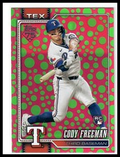 2026 Topps #224 Cody Freeman Holiday Polka Dots Green Pink Texas Rangers RC