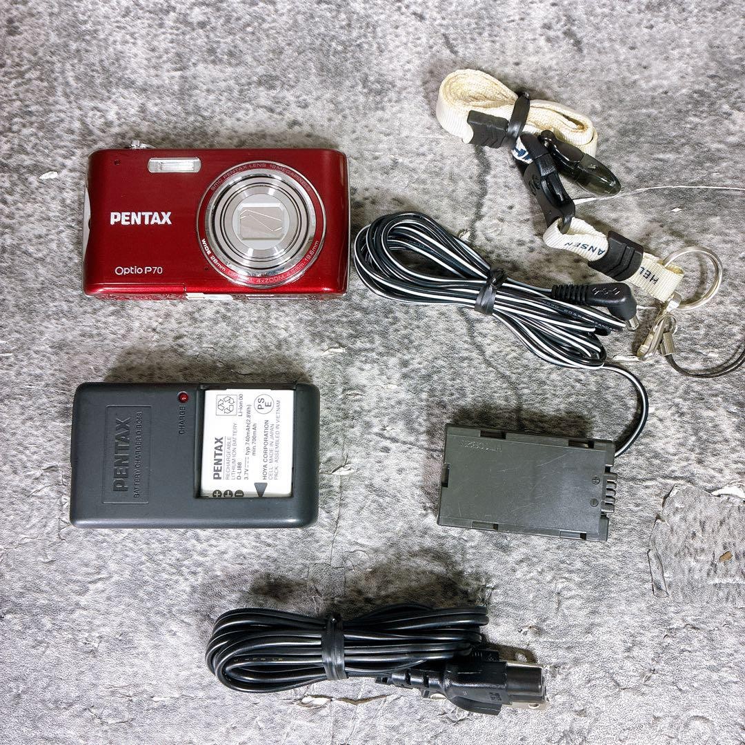 美品　PENTAX Optio P70 レッド　コンパクトデジタルカメラ レッド Good condition PENTAX Optio P70 Red Compact digital camera