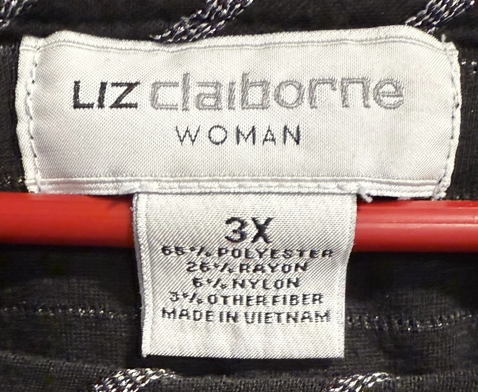 Camisa Liz Claiborne Plus 3X Negra Transparente Mezcla Poliéster con Rayas Plateadas Foto 4 de 4