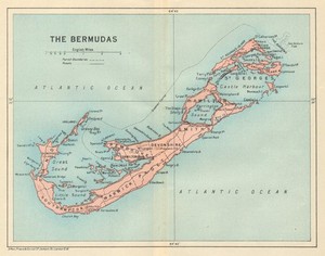 THE BERMUDAS. Vintage map. Bermuda 1931 old vintage plan chart