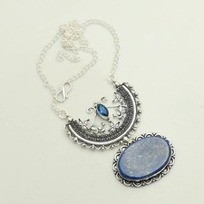 Lapis Lazuli Tanzanite Gemstone Ethnic Handmade Necklace Jewelry 23 Gms AN 27820