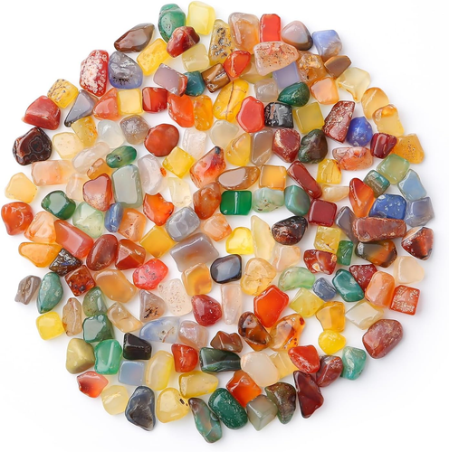 430G Multicoloured Agate Crushed Stones, Buntes Edelsteine Trommelsteine Set, Ba