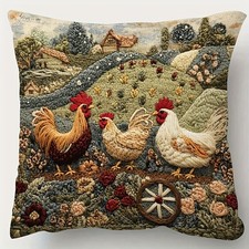 Farmhouse Chicken Pillow Covers 2D Rustic Farm Home Decor Pillow Case 18x18inch
