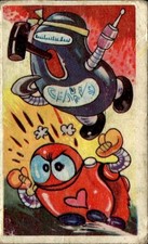 Showa Era Robots Menko Card Blue Robot Hammer Red Heart Vintage Japan Orig