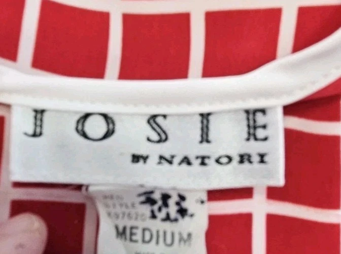 Pijama feminino Josie By Natori 2 peças vermelho médio quadriculado geométrico Y2K - Imagem 4 de 4