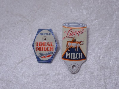 2 x Metall Dosenöffner Nestlé Ideal Milch und Libby´s Milch - Vintage - Reklame