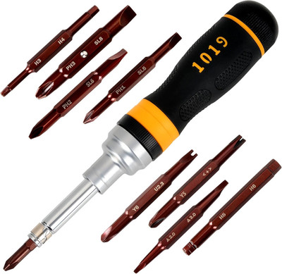 19-In-1 Ratcheting Multi-Bit Screwdriver Set, Magnetic Tip Screwdriver with Doub
