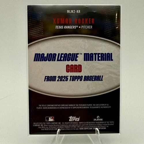 2025 Topps Series 2 Kumar Rocker RC Major League Material Relic Rangers MLM2-KR - Picture 2 of 2