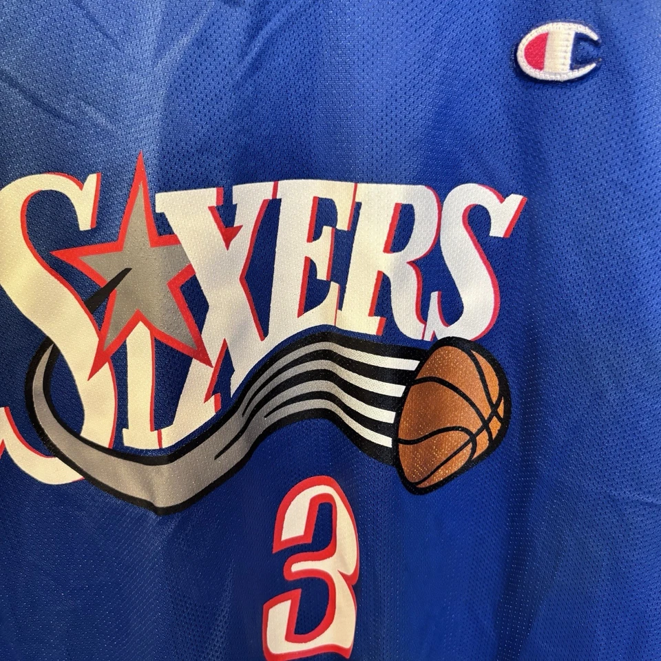 CHAMPION NBA PHILADELPHIA SIXERS BASKETBALL SHIRT JERSEY 3 ALLEN IVERSON SZ 44 - Image 3 of 4