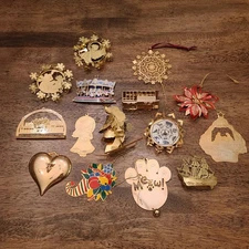 Lot Of 15 Assorted Brass Christmas Ornaments