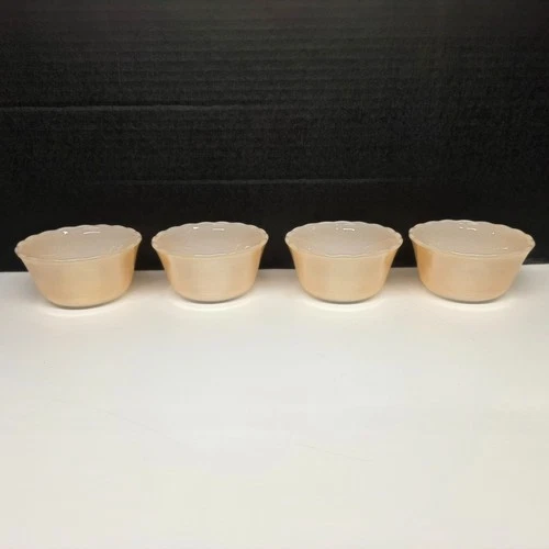 Vintage Fire King 6 OZ Ramekin Custard/Dessert Dish/Bowl Peach Luster #424 Qty 4