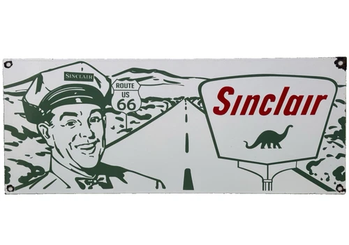 VINTAGE LOT OF 3 SINCLAIR MOTOR OIL PORCELAIN SIGNS GAS STATION DINO GASOLINE
