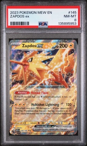 2023 POKEMON MEW EN-151 #145 ZAPDOS EX PSA 8