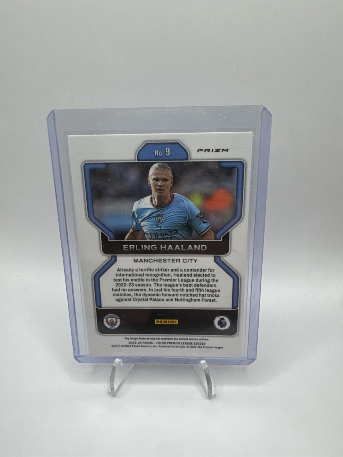 2022-23 Prizm Premier League Erling Haaland Man City Silver Hyper #9 view 2