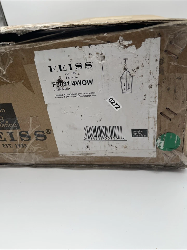 Feiss F3031/4WOW 4 luces 15 pulgadas madera de roble desgastado colgante luz de techo NUEVO Foto 3 de 4