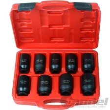 KRAFT-SCHLAGSCHRAUBER-NÜSSE TIEF LANGNUSS 1/2" ZOLL 9-tlg. 6-Kant SW 29-38mm