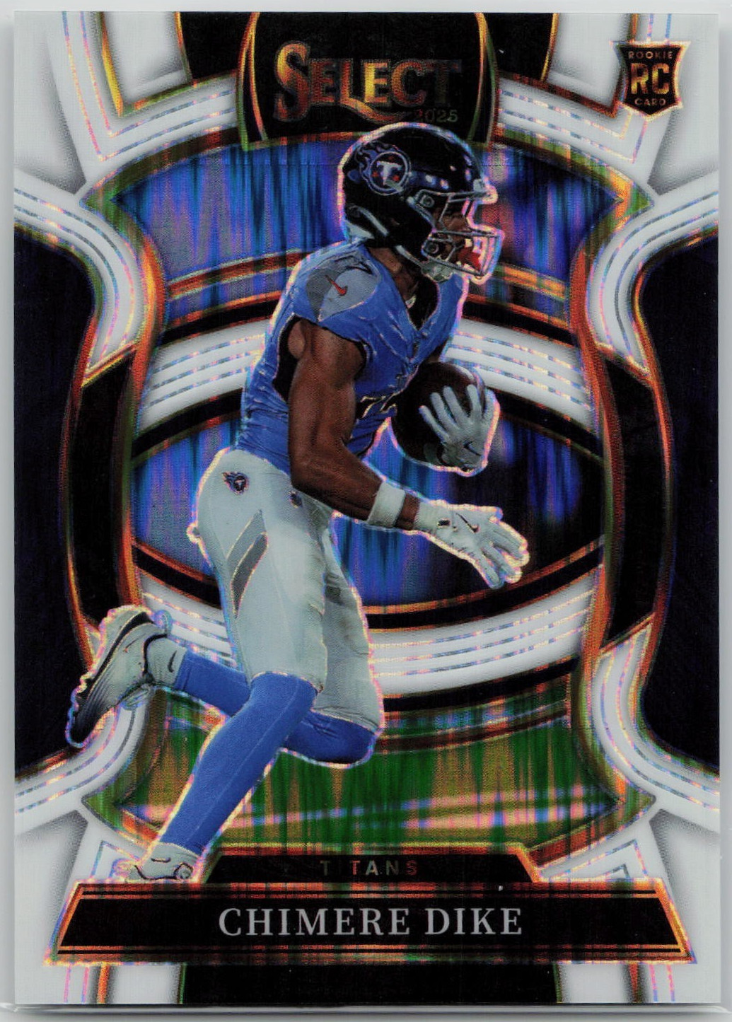2025 Panini Select Chimere Dike - /799 White Prizm Shock #27 - Tennessee Titans