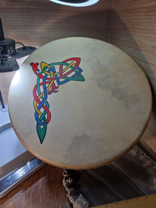 17 Inch Bodhran - Malachy Kearns - Roundstone Nailheads Goat Head Skin & Painted