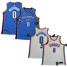 Russell #0 Westbrook City Blue & White - All Stitched Jersey MEN