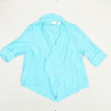 Chico's Women's Open Cardigan Blazer Solid 3/4 Sleeve Rayon Blue Size 3