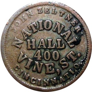 1863 Cincinnati Ohio Civil War Token John Zeltner National Hall R8