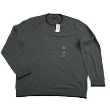 Alfani Men's Contrast Edge Crewneck Sweater, Charcoal Heather, XXL