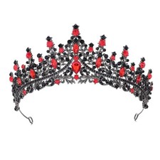 Black Queen Crown and Princess Tiara for Women Bride Wedding Birthday Black Red