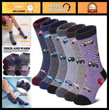 Cozy Thermal Merino Wool Hiking Socks for Kids - 6 Pairs, Thick Warm Crew Socks