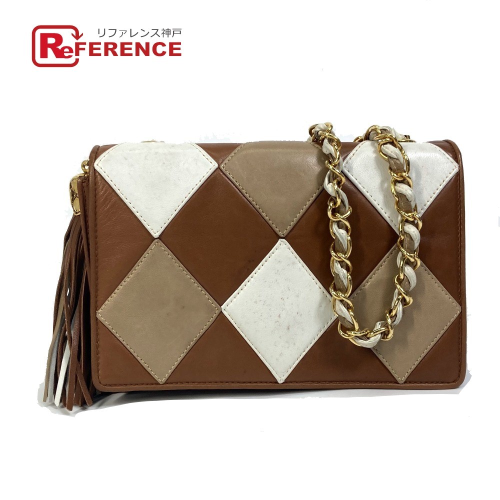 CHANEL CC Coco Mark Diamond Patchwork Fringe Tassel Lambskin Shoulder Bag