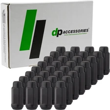 Black 1/2-20 Lug Nuts For Aftermarket Wheels - Closed End XL Bulge - Set of 32