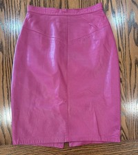 Vintage Forenza Leather Skirt Womens 8 Pink High Waist Pencil Made in Italy 90s