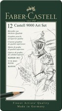 Faber Castell 9000 Graphite Pencil Set 12 Count in Metal Tin for Fine Detail