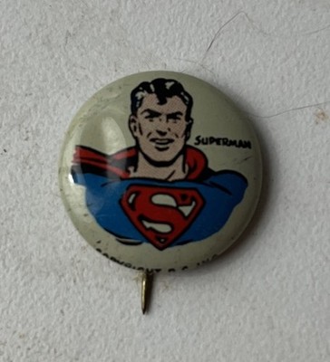 Vintage 1946 SUPERMAN Comics Characters Cereal Kellogg's PEP Pinback Button Pin