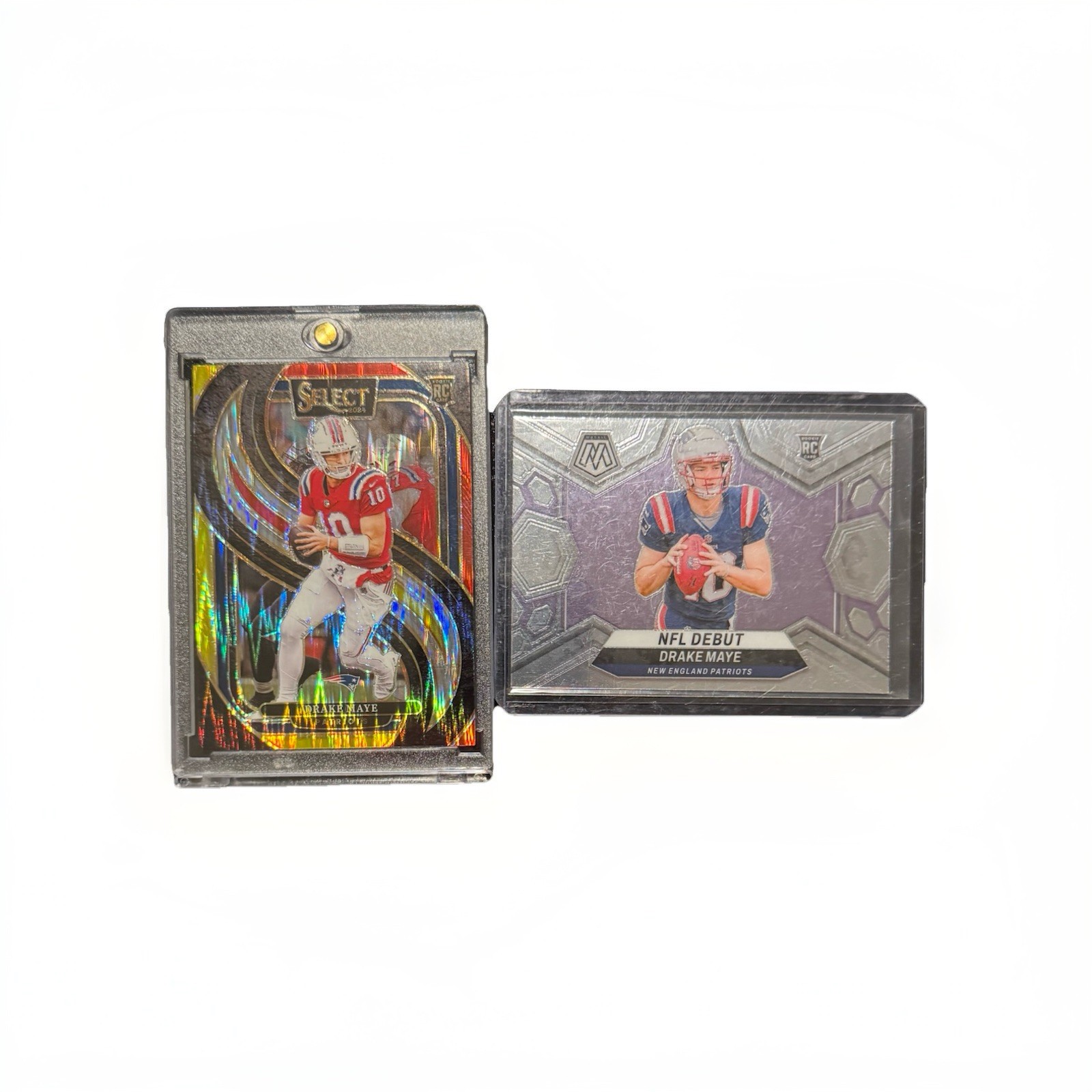 2024 Panini Select - Premier Level Drake Maye #113 Red & Yellow Shock Prizm (RC)