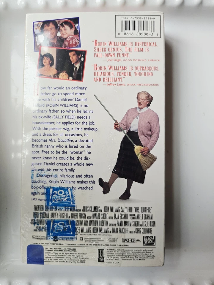 Mrs. Doubtfire (VHS, 1993) - Robin Williams - New - Image 3 of 4