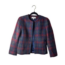 Womens 4P Talbots Blazer Plaid Wool Mohair Blazer Lined Preppy Dark Academia