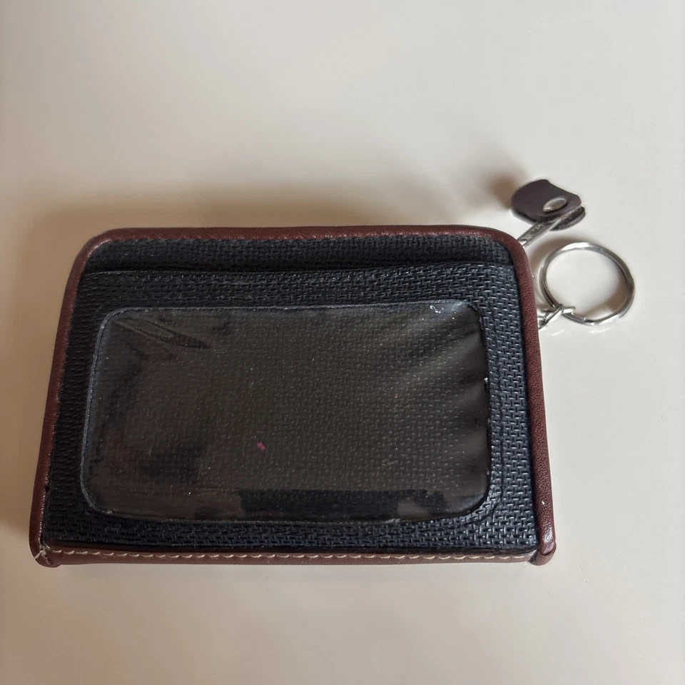 Vintage Black and Brown Leather ESPRIT Wallet Key  Chain Coin Pouch Card Holder  - Image 2 of 4