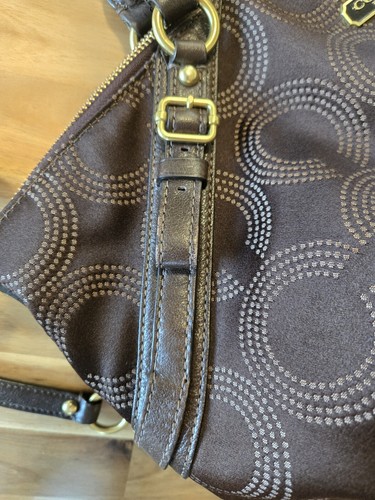 Brown Coach Madison Dotted Op Art Sophia Satchel Shoulder Bag - Picture 6 of 15