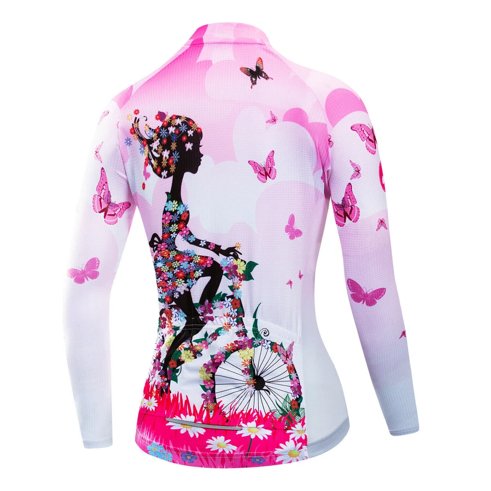 Camiseta deportiva de ciclismo de invierno para mujer manga larga térmica polar chaqueta de ciclismo camisa Foto 4 de 4
