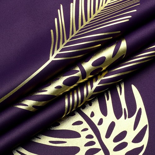 Luxurious Purple and Gold Blackout Drapes - Thermal Insulated, 38Wx84L, 2 Panels - Picture 11 of 12