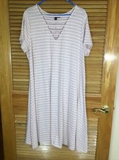 Lane Bryant Women’s Size 18/20 Pink Short Sleeve Striped V-Neck Dress CW1-172