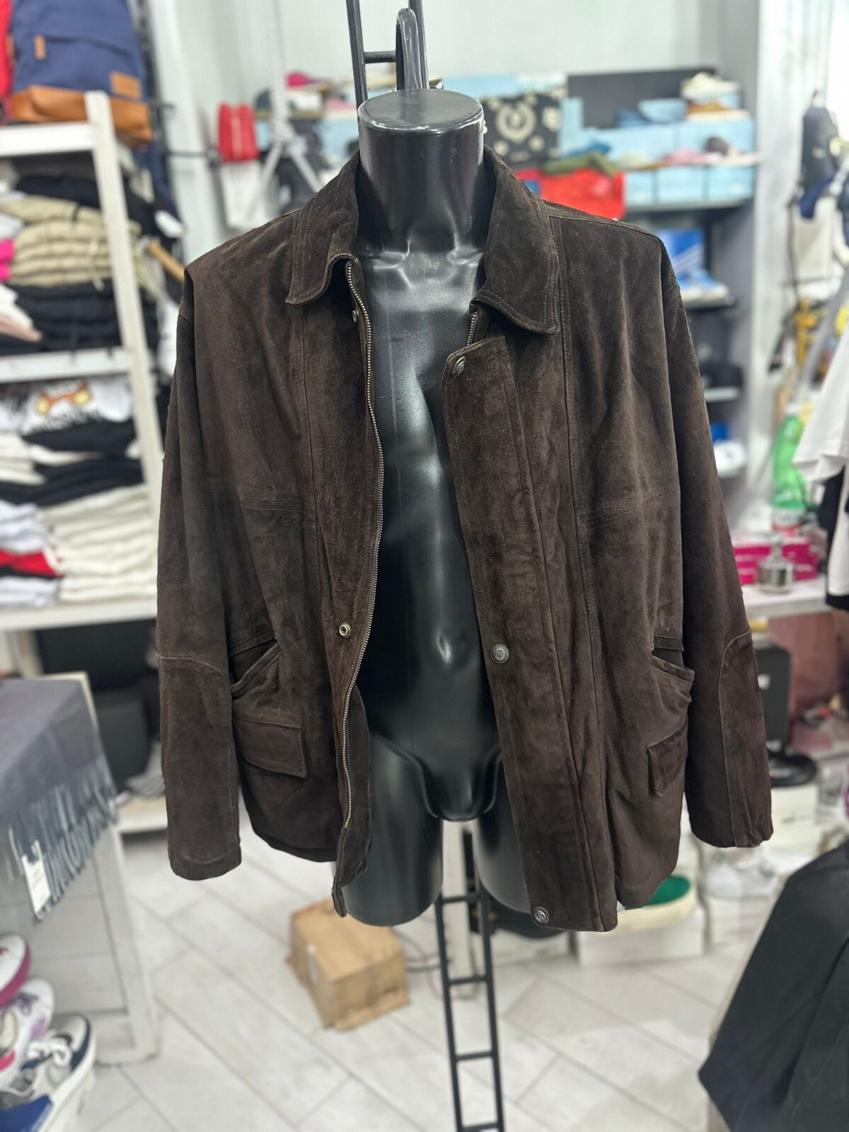 Vintage Brown Leather Jacket For Men Size L LLV733