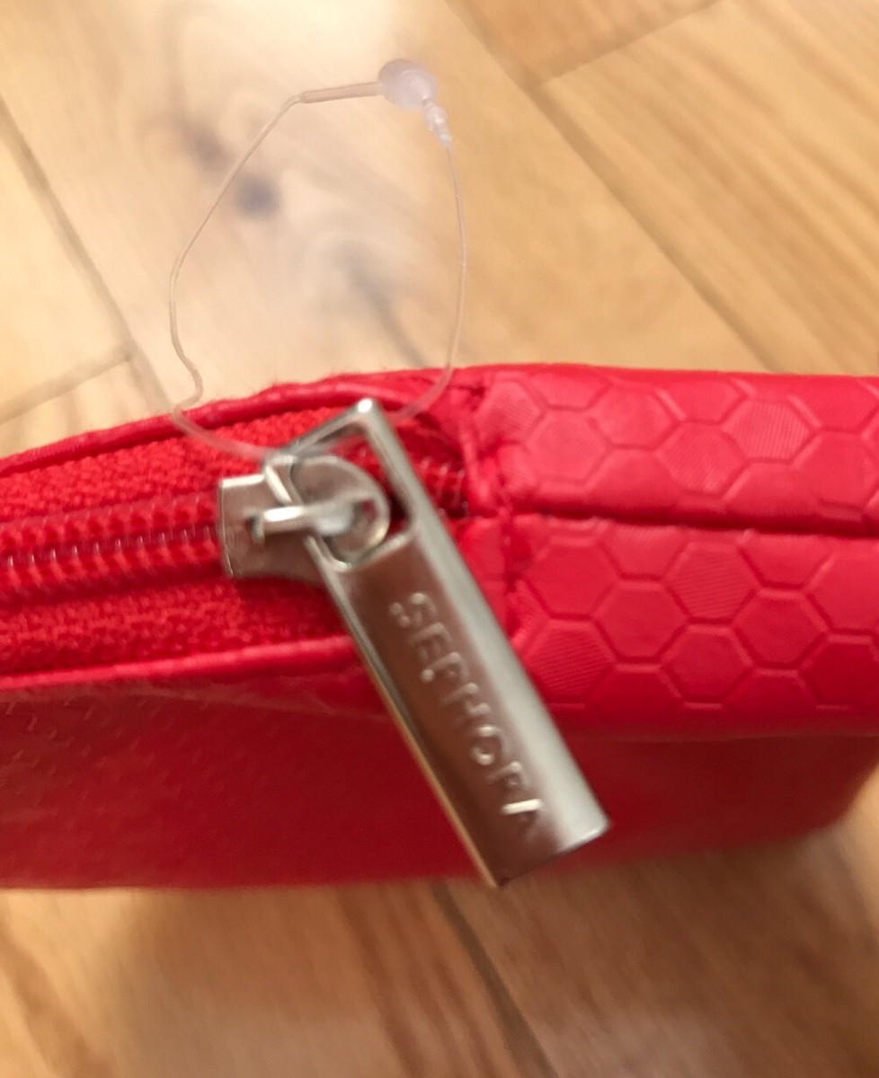 NEW Sephora Textured Red Zippered Travel Makeup Bag