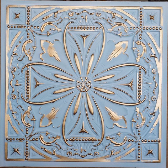 Pl10 Faux Finishes Tin 3d Aged Gold Ceiling Tiles Decor Wall